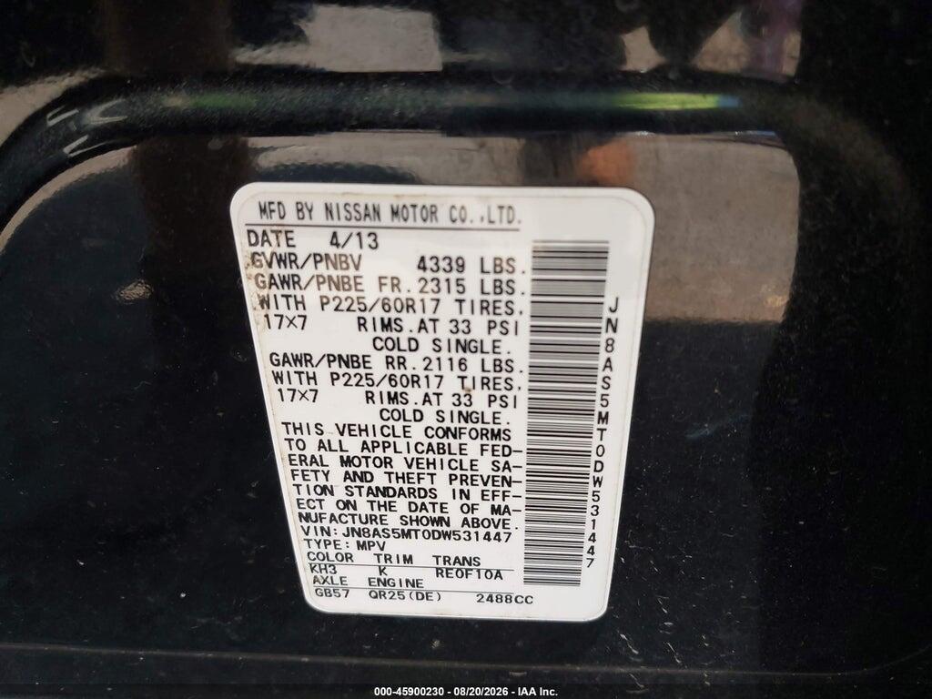 JN8AS5MT0DW531447 2013 NISSAN ROGUE photo no. 9