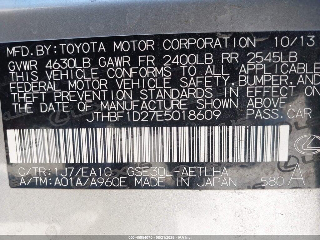 JTHBF1D27E5018609 2014 LEXUS IS 250 photo no. 9
