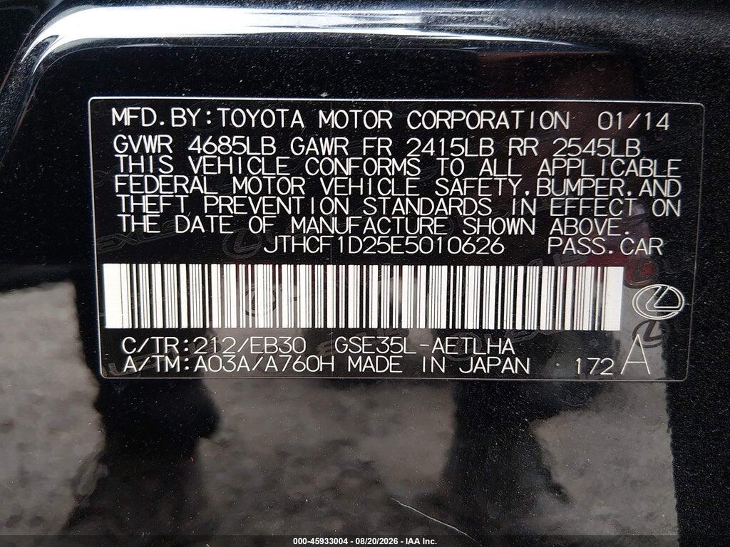 JTHCF1D25E5010626 2014 LEXUS IS 250 photo no. 9