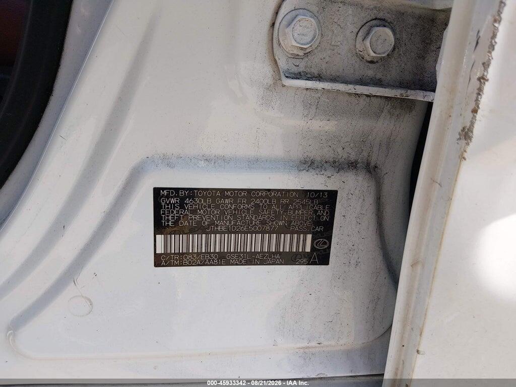 JTHBE1D26E5007877 2014 LEXUS IS 350 photo no. 9