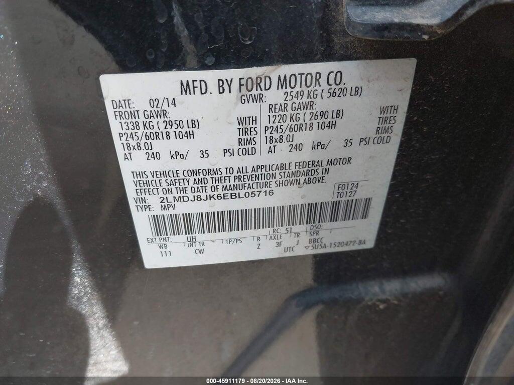 2LMDJ8JK6EBL05716 2014 LINCOLN MKX photo no. 9