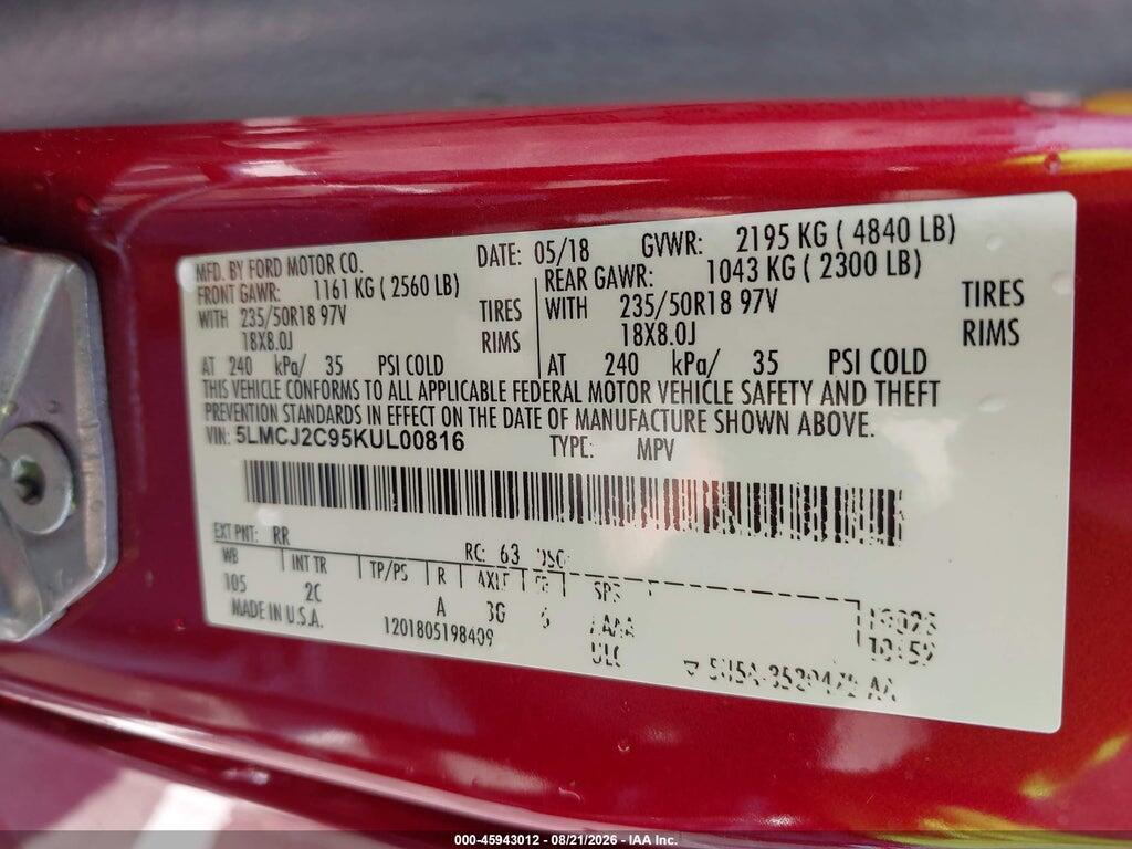 5LMCJ2C95KUL00816 2019 LINCOLN MKC photo no. 9