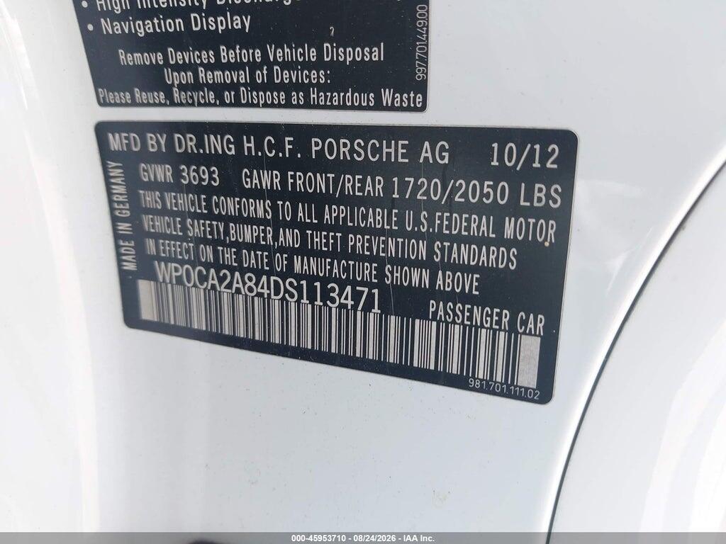 WP0CA2A84DS113471 2013 PORSCHE BOXSTER photo no. 9