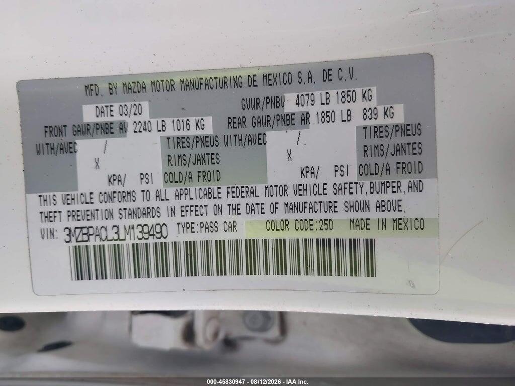 3MZBPACL3LM139490 2020 MAZDA MAZDA3 photo no. 9