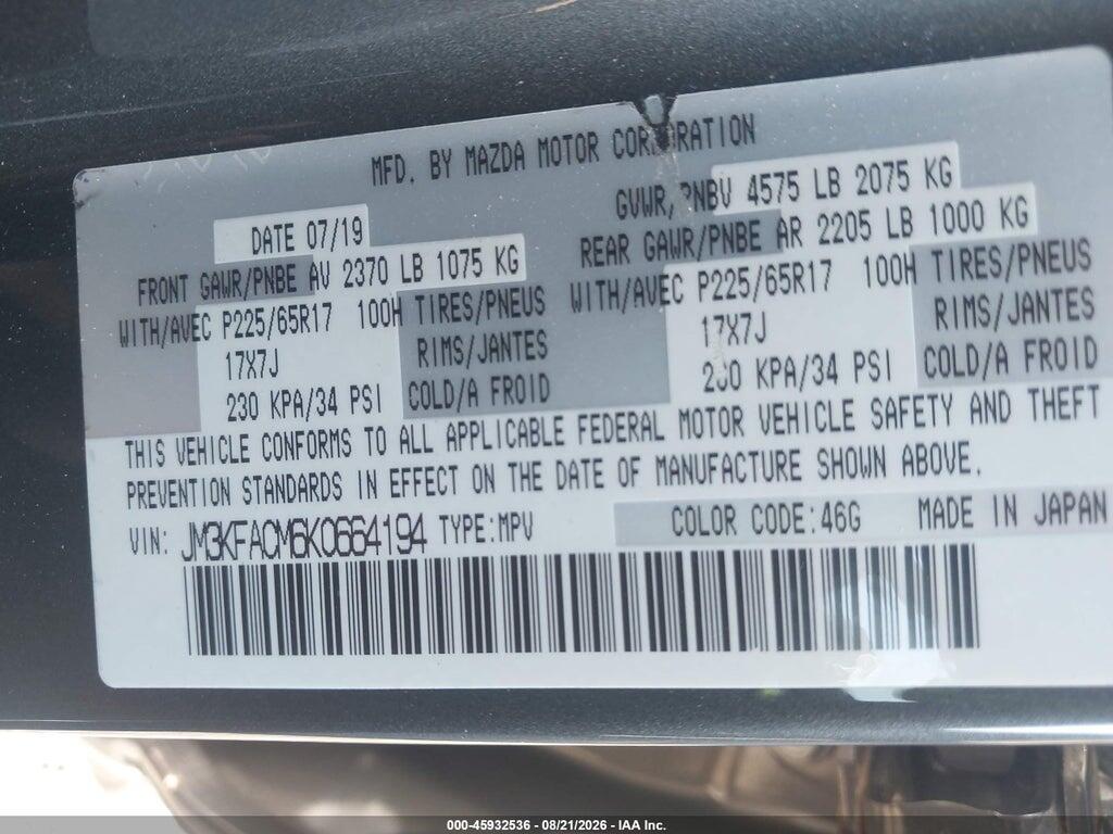 JM3KFACM6K0664194 2019 MAZDA CX-5 photo no. 9