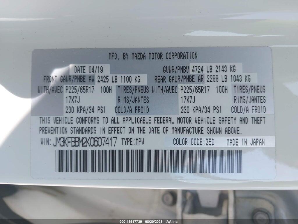 JM3KFBBM2K0607417 2019 MAZDA CX-5 photo no. 9