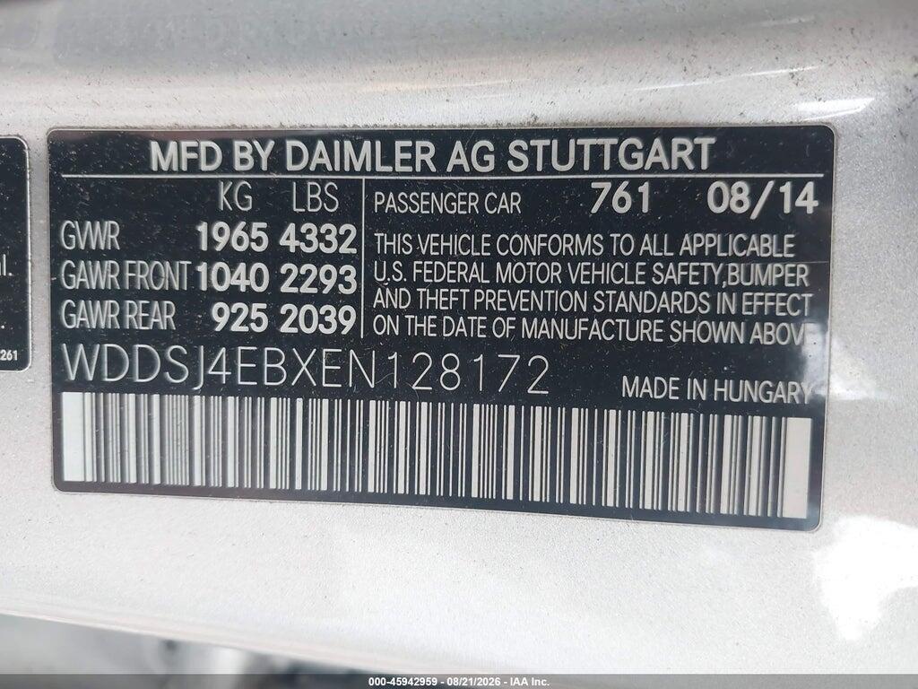 WDDSJ4EBXEN128172 2014 MERCEDES-BENZ CLA 250 photo no. 9