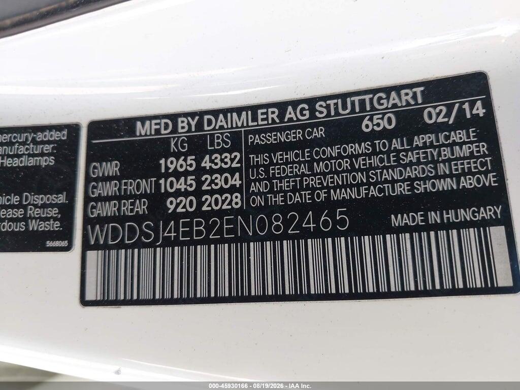 WDDSJ4EB2EN082465 2014 MERCEDES-BENZ CLA 250 photo no. 9