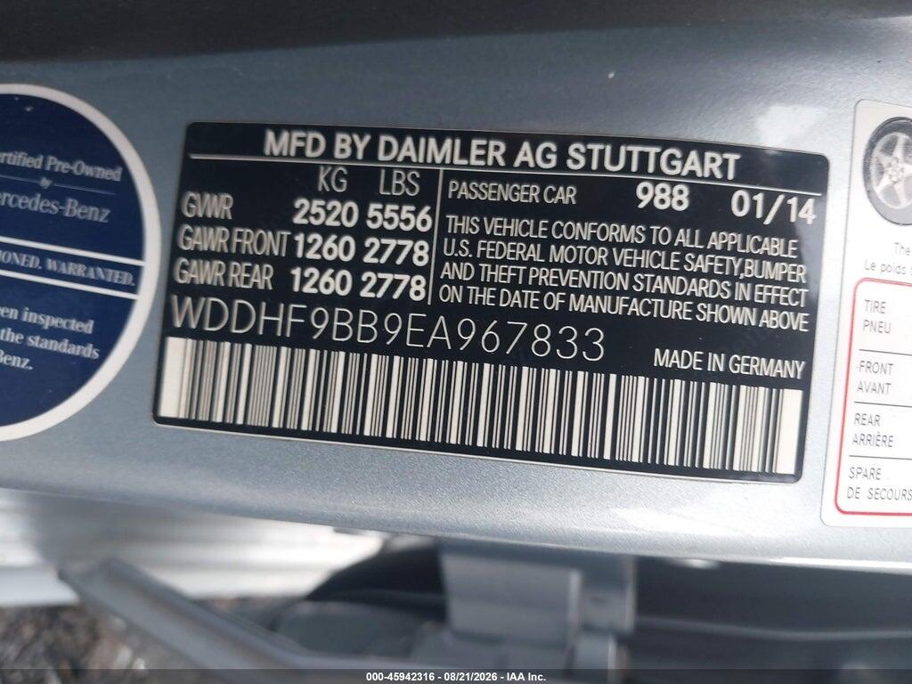 WDDHF9BB9EA967833 2014 MERCEDES-BENZ E 550 photo no. 9