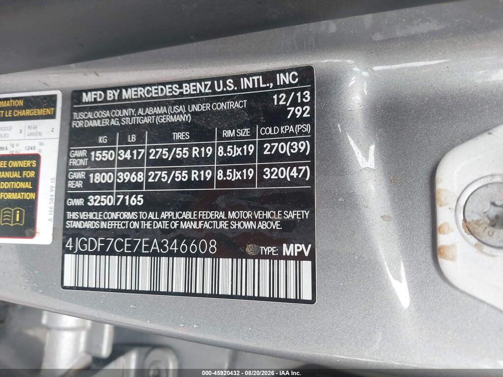 4JGDF7CE7EA346608 2014 MERCEDES-BENZ GL 450 photo no. 9