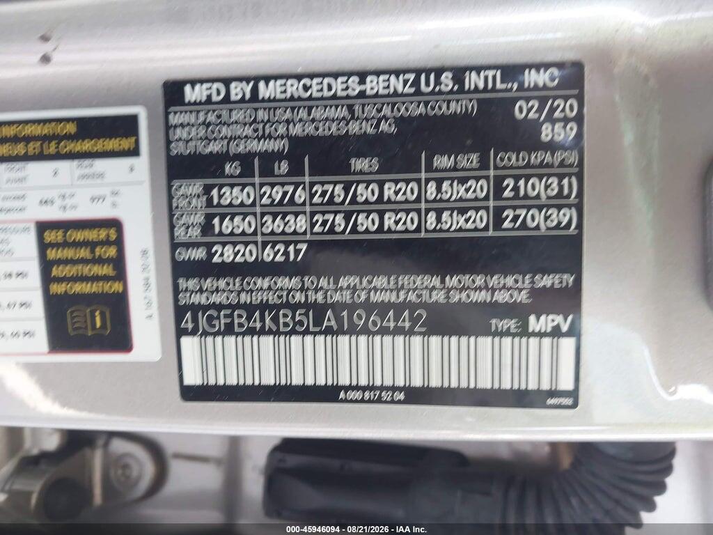 4JGFB4KB5LA196442 2020 MERCEDES-BENZ GLE 350 photo no. 9