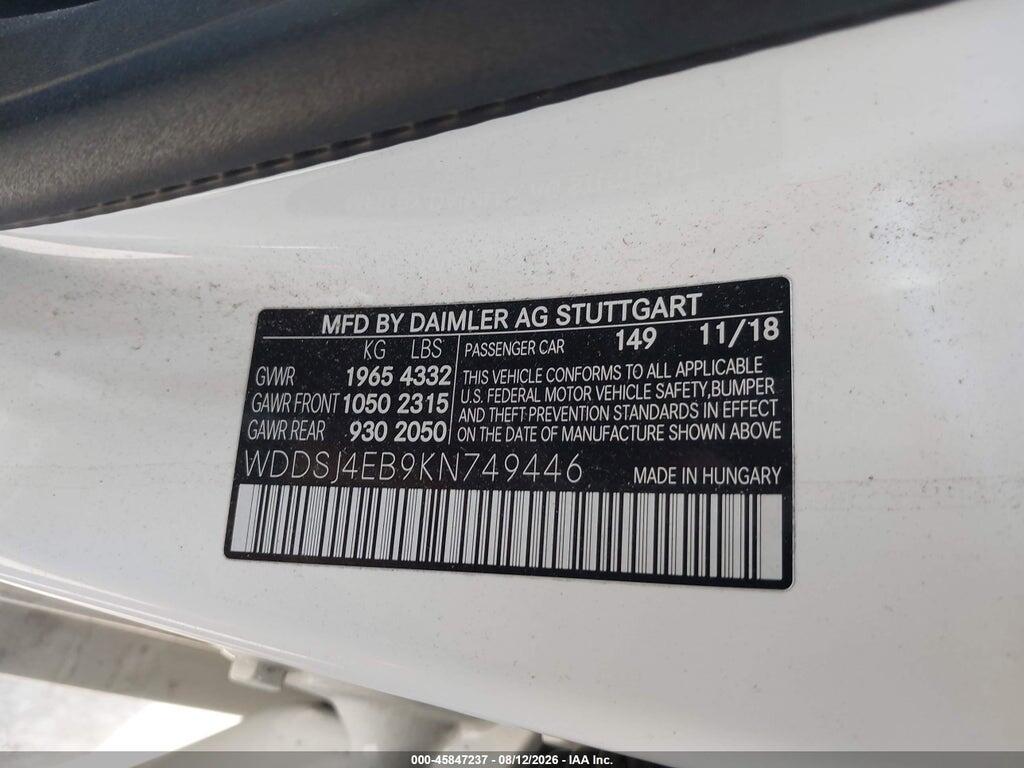 WDDSJ4EB9KN749446 2019 MERCEDES-BENZ CLA 250 photo no. 9