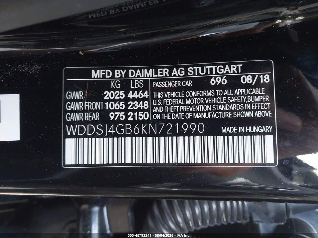 WDDSJ4GB6KN721990 2019 MERCEDES-BENZ CLA 250 photo no. 9