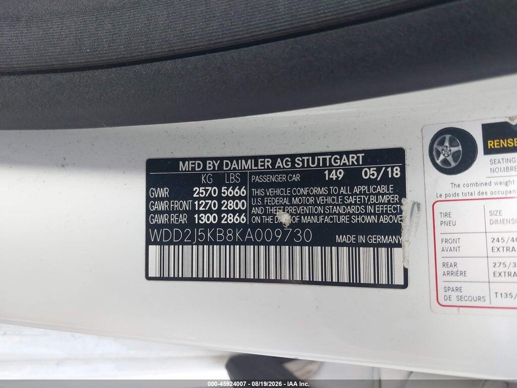 WDD2J5KB8KA009730 2019 MERCEDES-BENZ CLS 450 photo no. 9