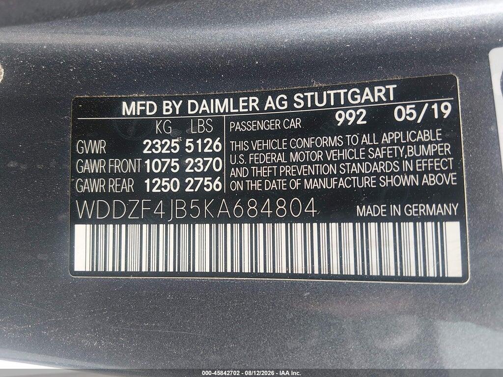 WDDZF4JB5KA684804 2019 MERCEDES-BENZ E 300 photo no. 9