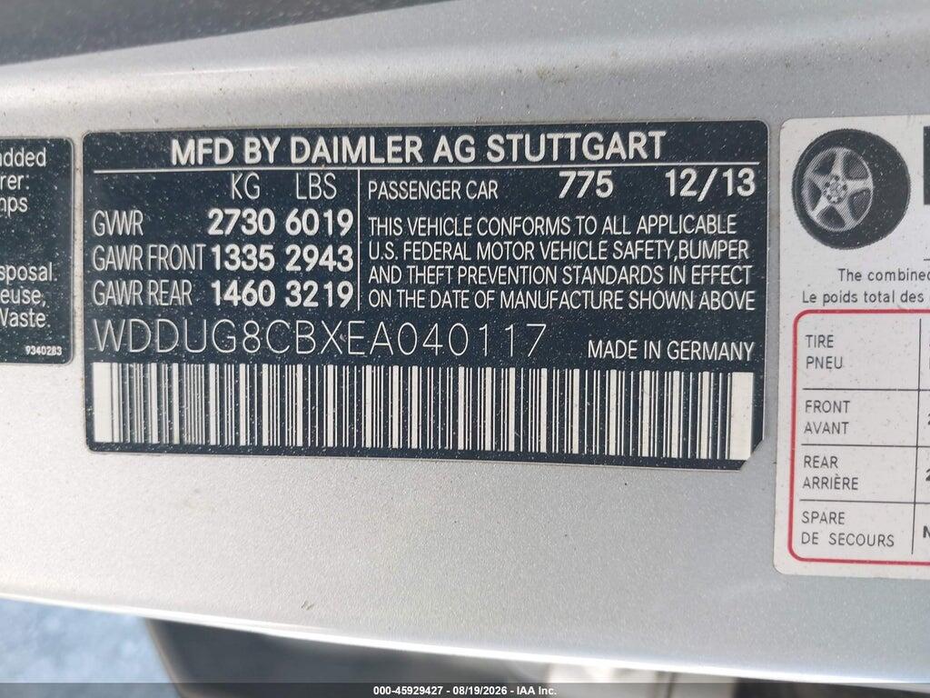 WDDUG8CBXEA040117 2014 MERCEDES-BENZ S 550 photo no. 9