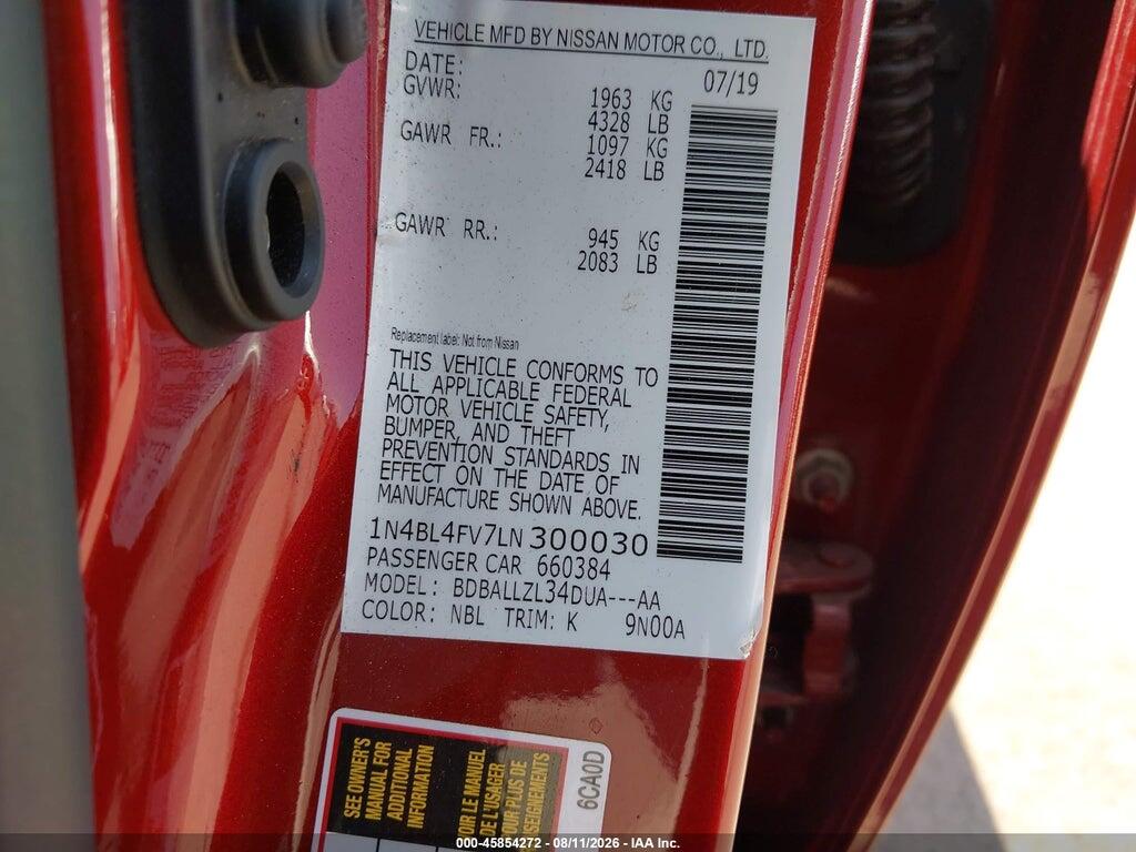 1N4BL4FV7LN300030 2020 NISSAN ALTIMA photo no. 9