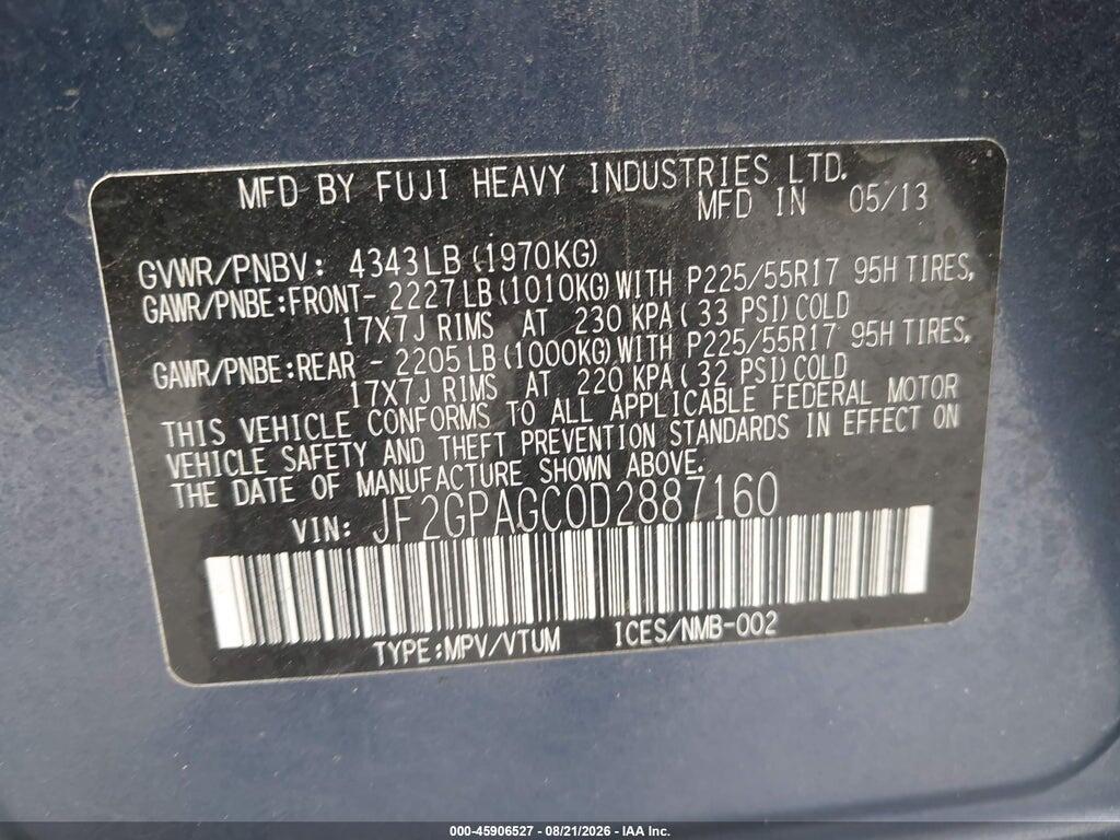 JF2GPAGC0D2887160 2013 SUBARU XV CROSSTREK photo no. 9