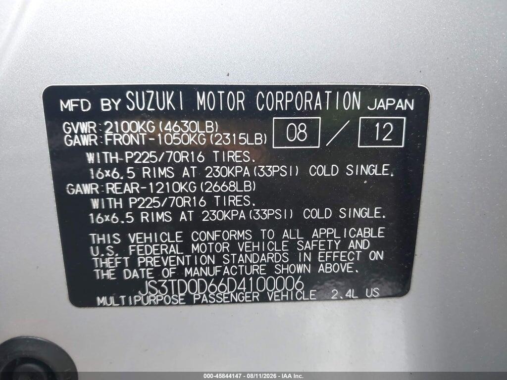 JS3TD0D66D4100006 2013 SUZUKI GRAND VITARA photo no. 9
