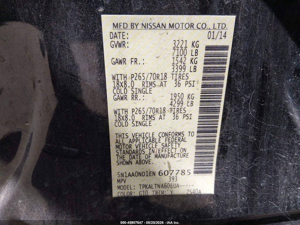 5N1AA0ND1EN607785 2014 NISSAN ARMADA photo no. 9