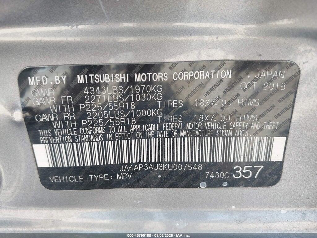 JA4AP3AU3KU007548 2019 MITSUBISHI OUTLANDER SPORT photo no. 9