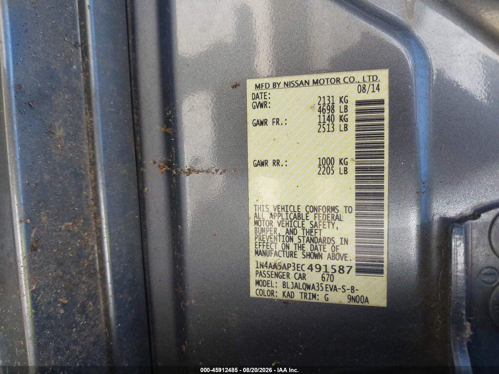 1N4AA5AP3EC491587 2014 NISSAN MAXIMA photo no. 9