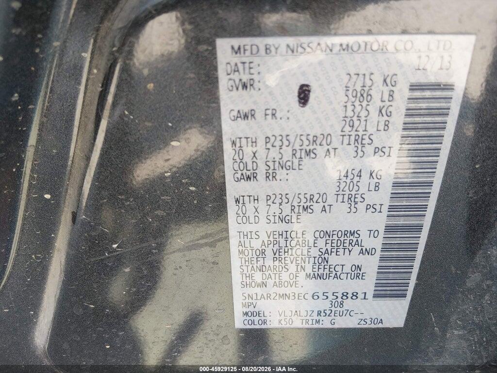5N1AR2MN3EC655881 2014 NISSAN PATHFINDER photo no. 9