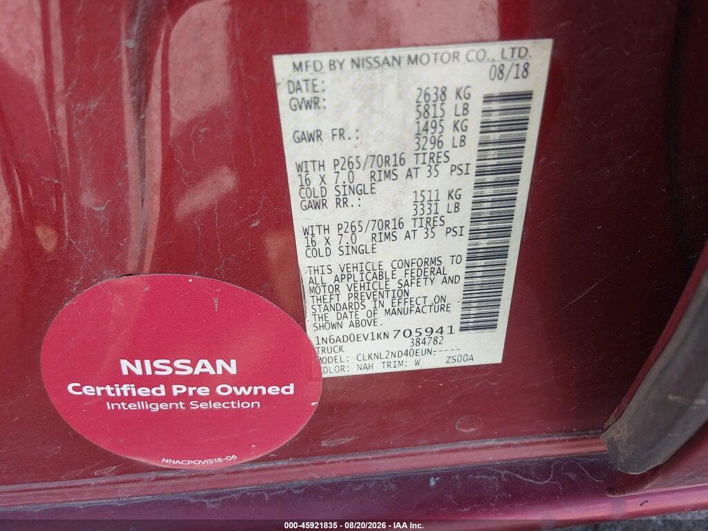 1N6AD0EV1KN705941 2019 NISSAN FRONTIER photo no. 9