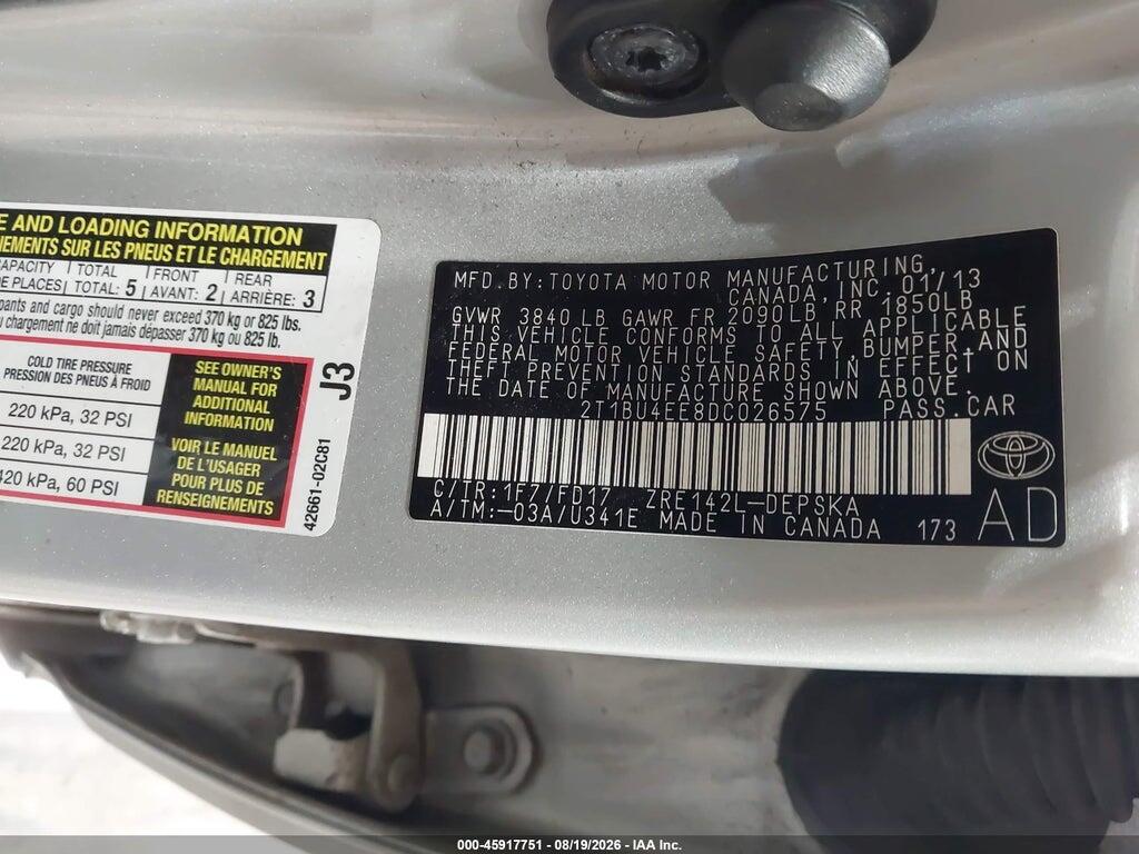 2T1BU4EE8DC026575 2013 TOYOTA COROLLA photo no. 9