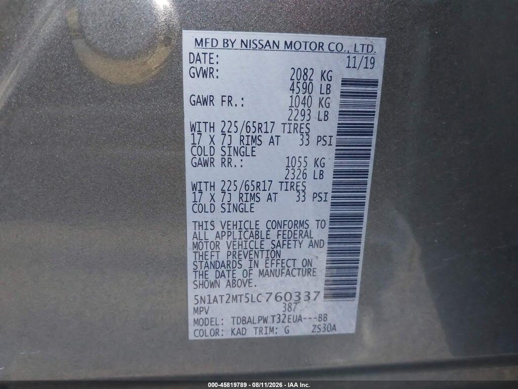 5N1AT2MT5LC760337 2020 NISSAN ROGUE photo no. 9