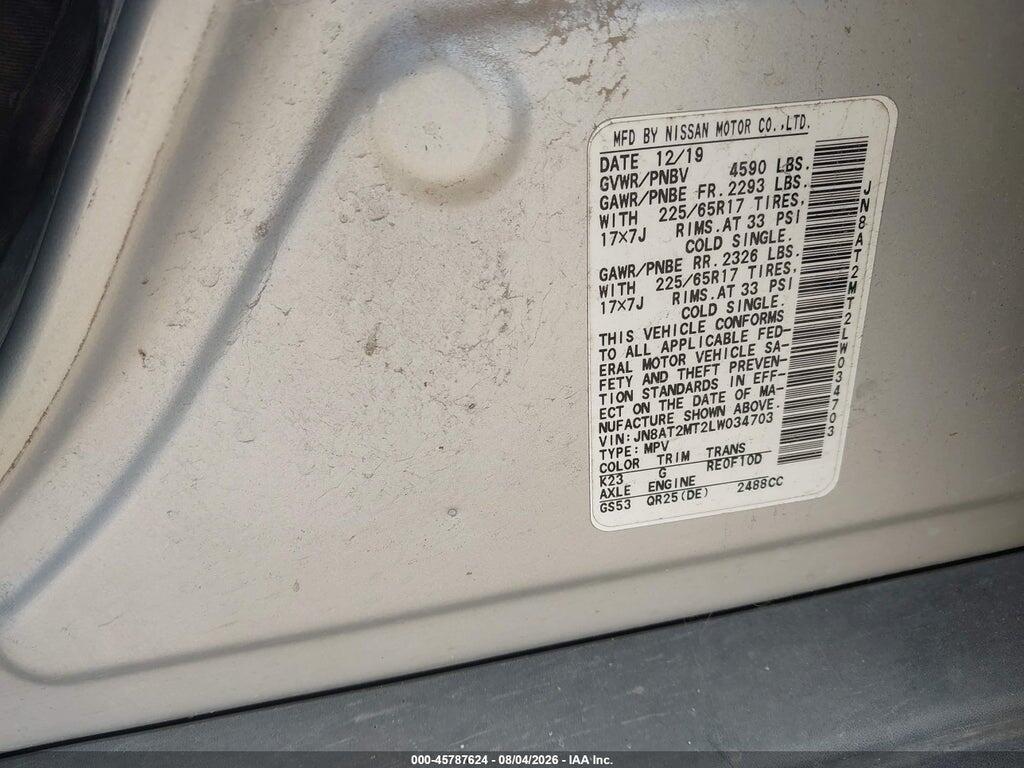 JN8AT2MT2LW034703 2020 NISSAN ROGUE photo no. 9