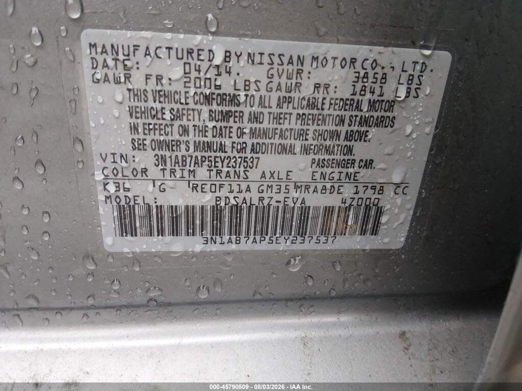 3N1AB7AP5EY237537 2014 NISSAN SENTRA photo no. 9