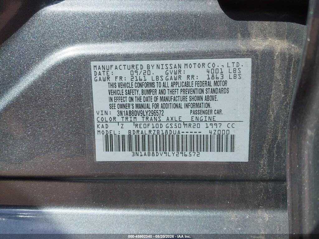 3N1AB8DV9LY296572 2020 NISSAN SENTRA photo no. 9