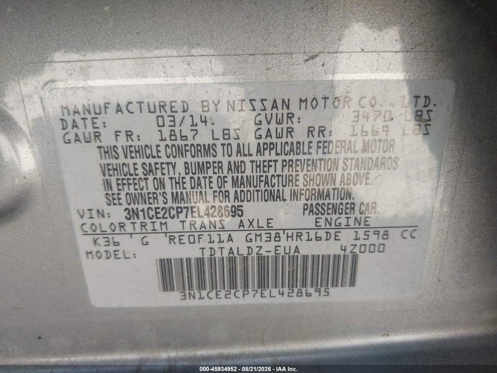 3N1CE2CP7EL428695 2014 NISSAN VERSA NOTE photo no. 9