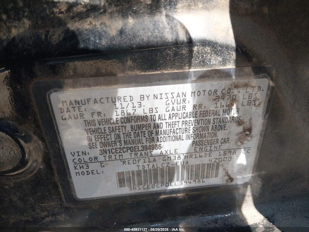 3N1CE2CP0EL394986 2014 NISSAN VERSA NOTE photo no. 9