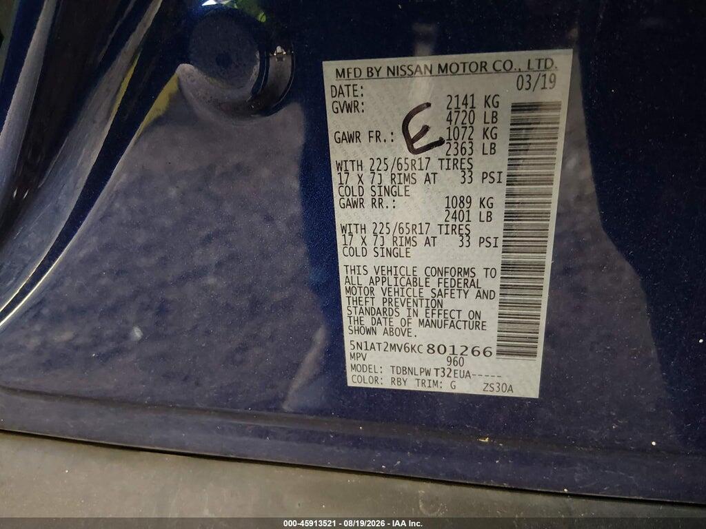 5N1AT2MV6KC801266 2019 NISSAN ROGUE photo no. 9