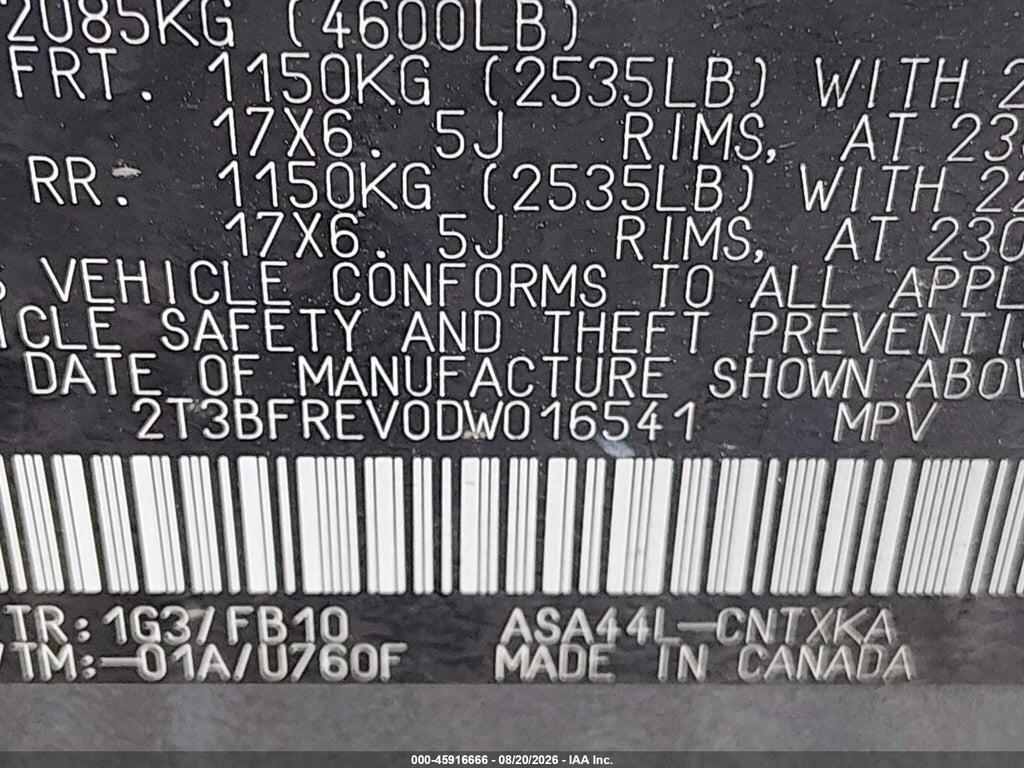 2T3BFREV0DW016541 2013 TOYOTA RAV4 photo no. 9