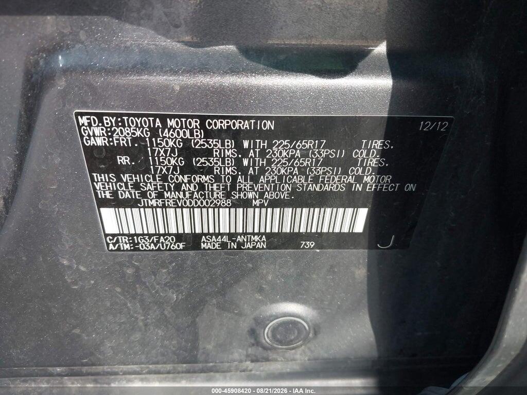 JTMRFREV0DD002988 2013 TOYOTA RAV4 photo no. 9