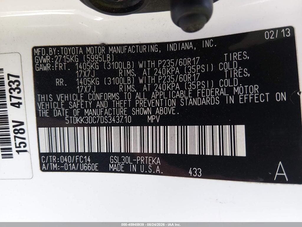 5TDKK3DC7DS343710 2013 TOYOTA SIENNA photo no. 9
