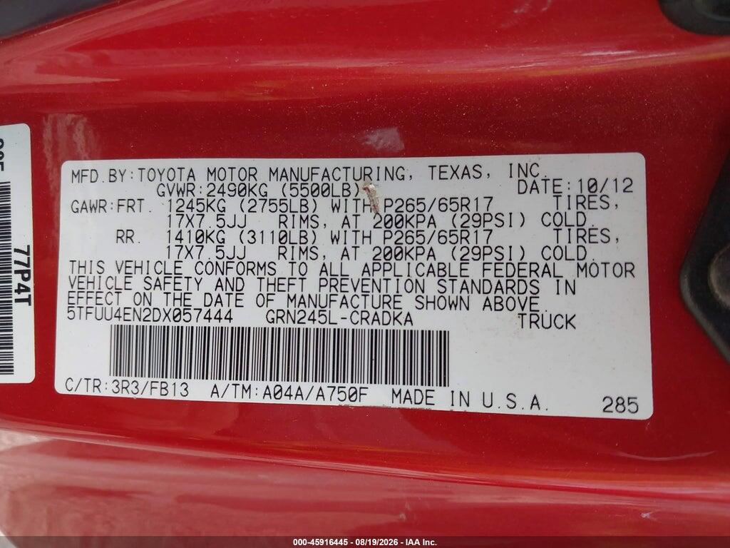 5TFUU4EN2DX057444 2013 TOYOTA TACOMA photo no. 9