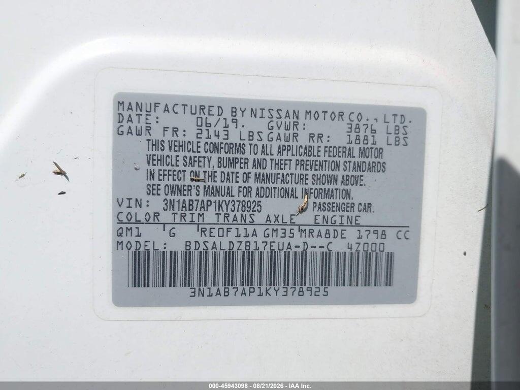 3N1AB7AP1KY378925 2019 NISSAN SENTRA photo no. 9