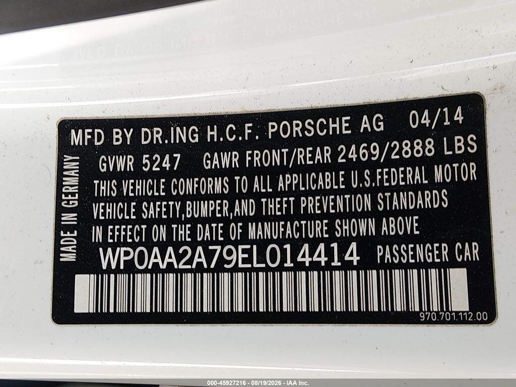 WP0AA2A79EL014414 2014 PORSCHE PANAMERA photo no. 9