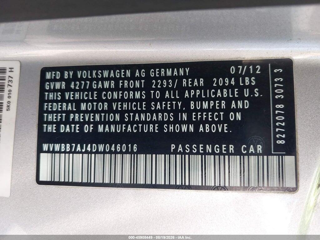 WVWBB7AJ4DW046016 2013 VOLKSWAGEN GOLF photo no. 9