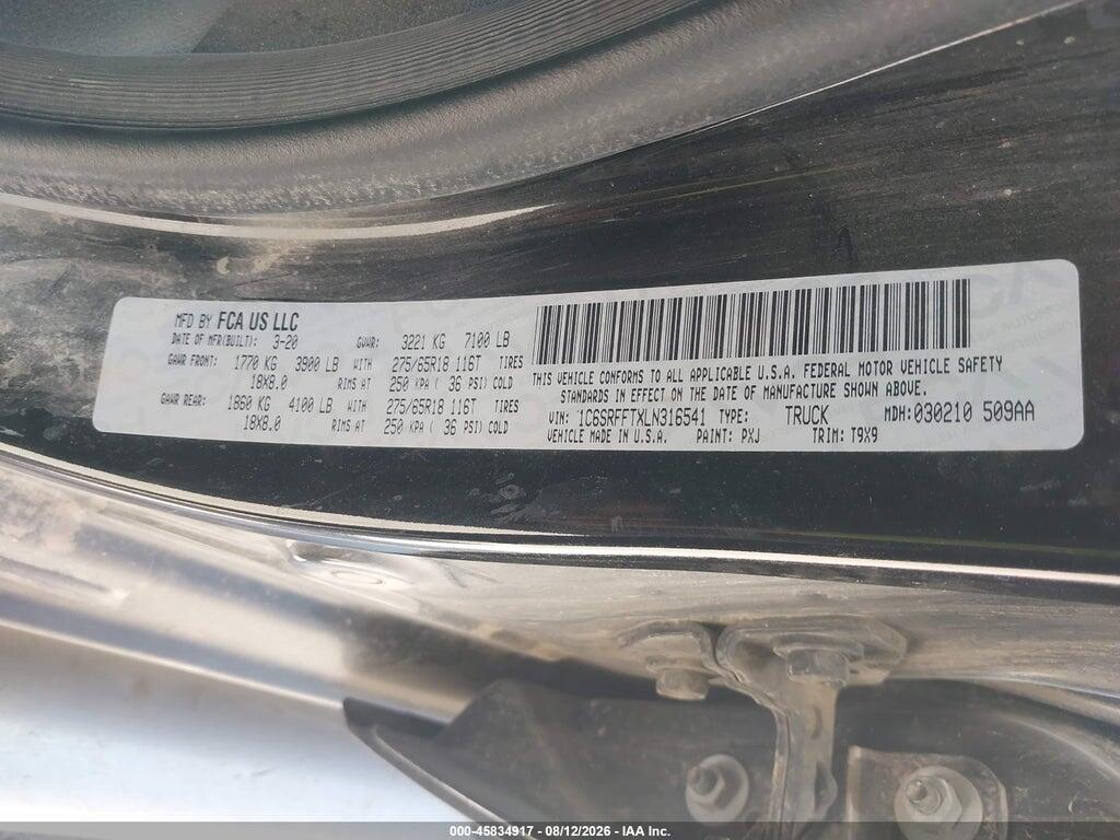 1C6SRFFTXLN316541 2020 RAM 1500 photo no. 9