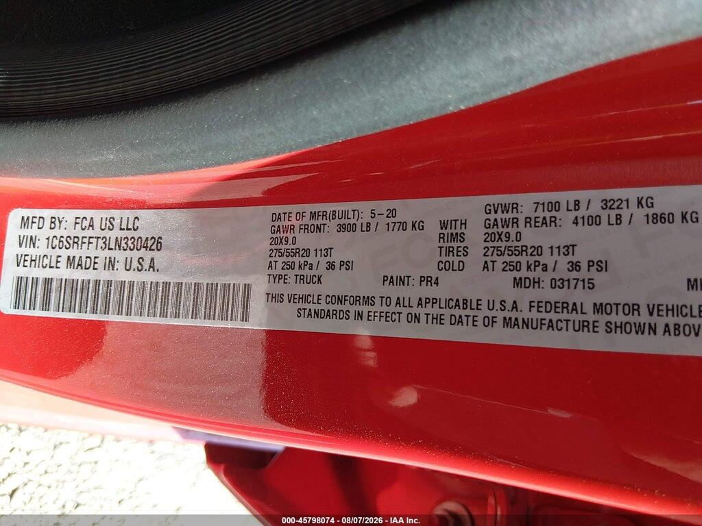 1C6SRFFT3LN330426 2020 RAM 1500 photo no. 9