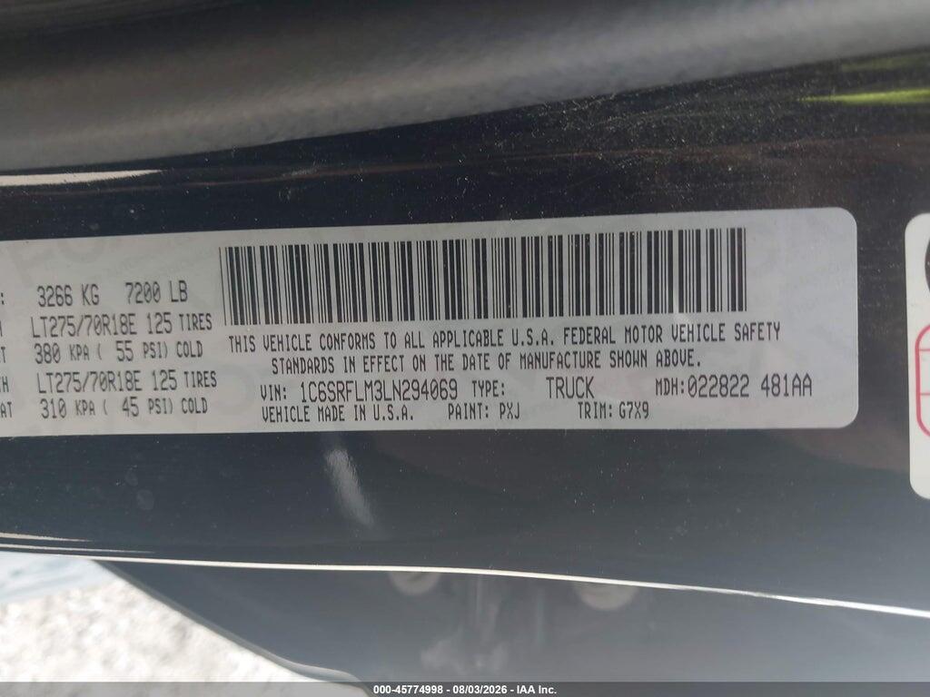 1C6SRFLM3LN294069 2020 RAM 1500 photo no. 9