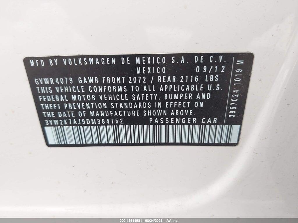 3VW2K7AJ9DM384752 2013 VOLKSWAGEN JETTA photo no. 9