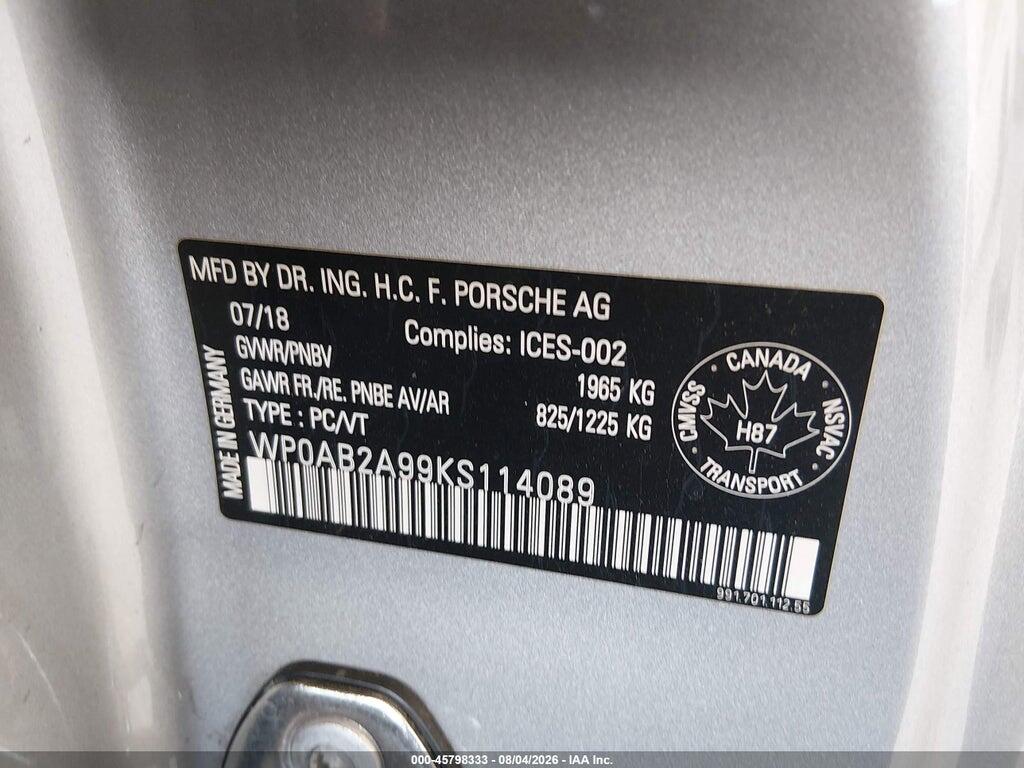 WP0AB2A99KS114089 2019 PORSCHE 911 photo no. 9