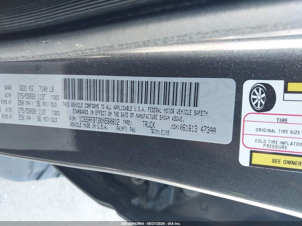 1C6SRFBT2KN580812 2019 RAM 1500 photo no. 9