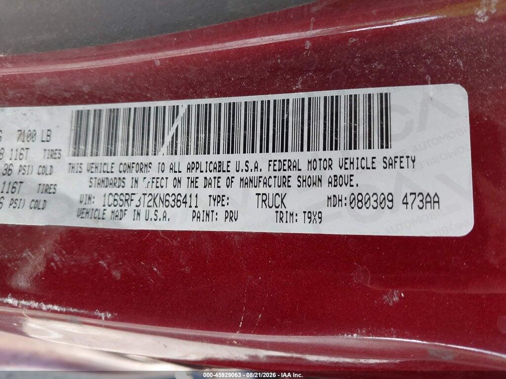 1C6SRFBT2KN636411 2019 RAM 1500 photo no. 9